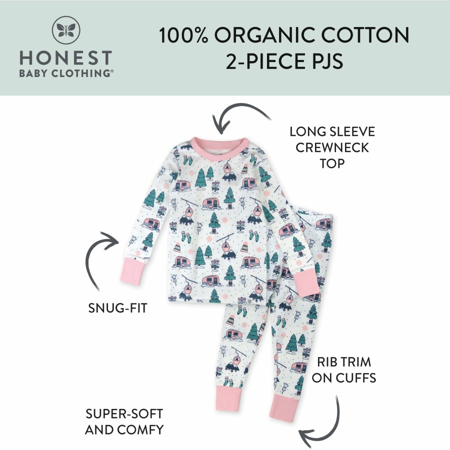 Baby (0-24M) Honest Baby Clothing | 2-Piece Organic Cotton Holiday Pajama Ski Trip