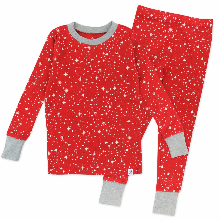 Baby (0-24M) Honest Baby Clothing | 2-Piece Organic Cotton Holiday Pajama Twinkle Star Red