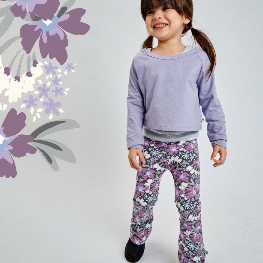 Toddler (2-5T) Honest Baby Clothing | Toddler 2-Piece Novelty Top With Flare Leg Bottom Jumbo Floral Dusty Purple