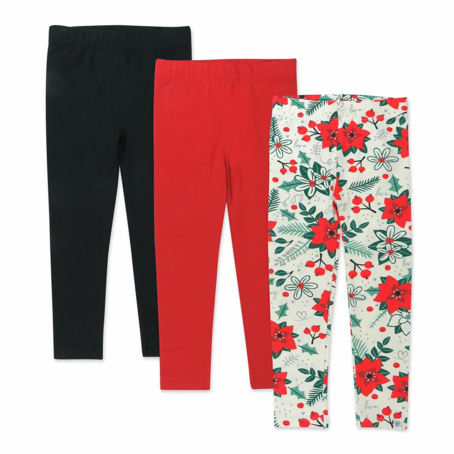 Toddler (2-5T) Honest Baby Clothing | 3-Pack Organic Cotton Legging Set Holiday Floral